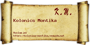 Kolonics Montika névjegykártya